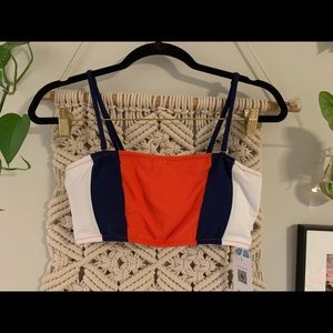 Red blue and white bathing suit set